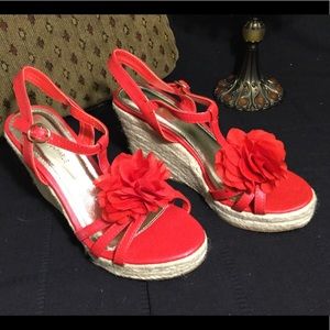 Charming Charlie Doris Red Wedge Sandals